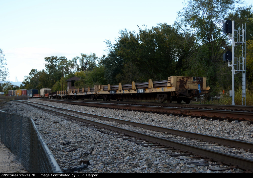 The rear of CSX train L214 passes ND Cabin